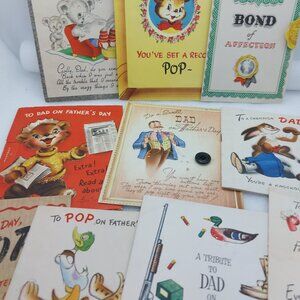 Lot of 10 Used Vintage Father's Day Cards 1950's Ephemera Junk Journals Crafts